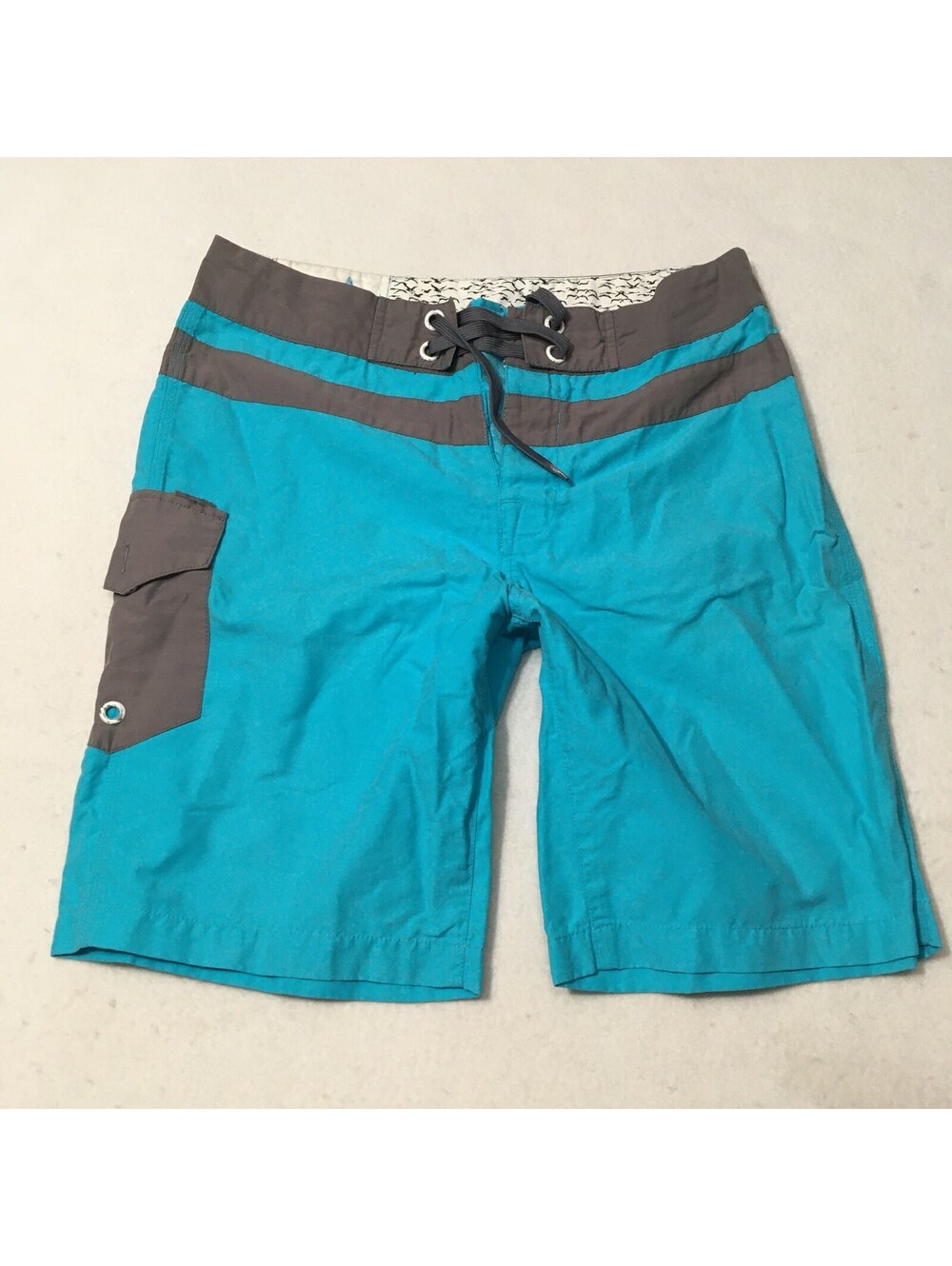 Mens SKY Blue Drawstring Colorblock Fly Influx Board Shorts SMALL LOOMSTATE
